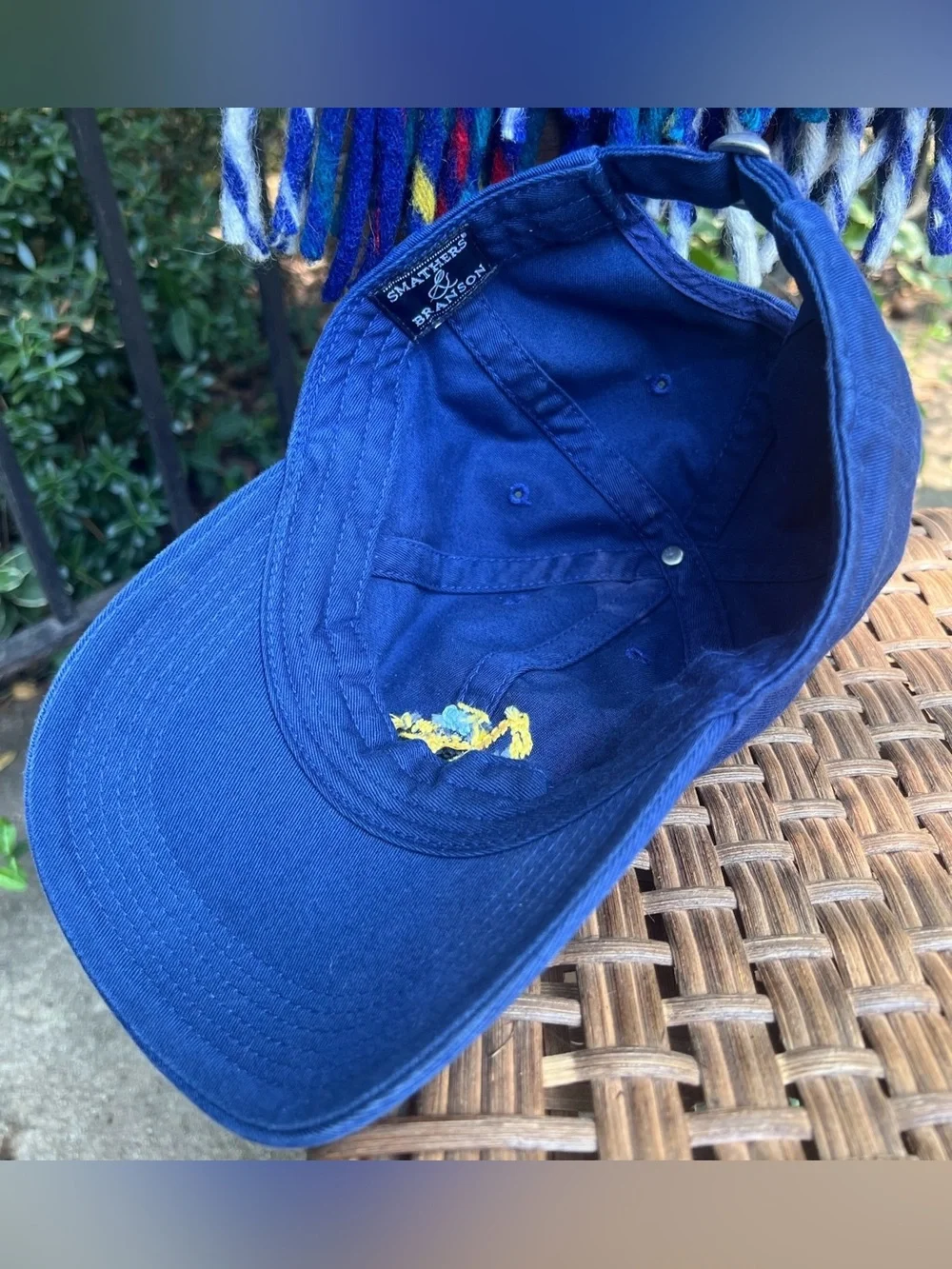 Smathers & Branson Kids Blue Strap Back Twill Hat Needlepoint Backhoe One Size